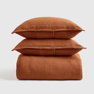 NWT! Quince Organic Cotton Terracotta Ribbed Coverlet/ Shams King/Cal King(542)